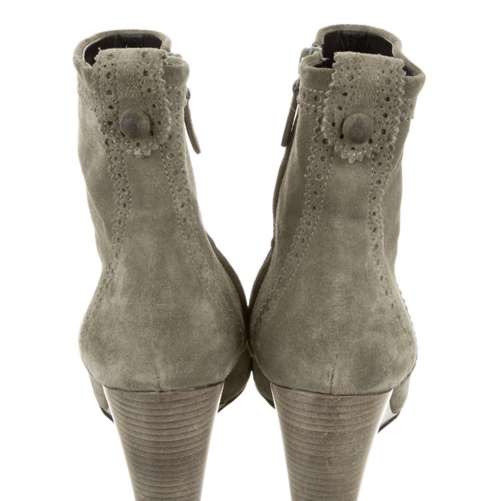 BALENCIAGA SUEDE WEDGE ANKLE BOOTIES EU 39.5 OLIVE GREEN - Picture 4 of 4